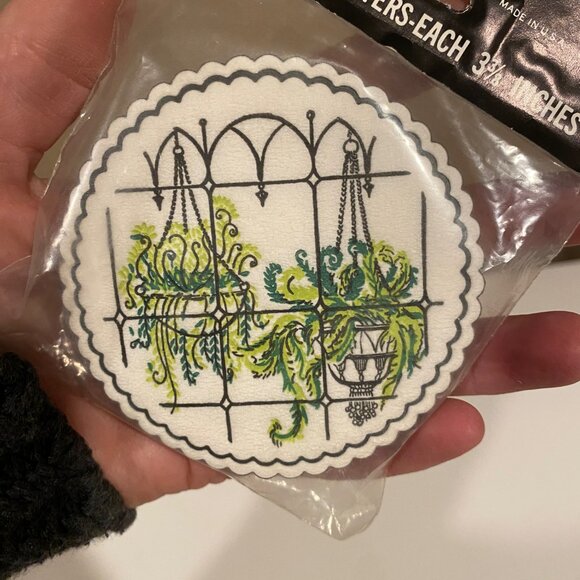 Vintage Contempo Coasters Set of 12 Hanging Plants 3.5" New in Package - Picture 3 of 3